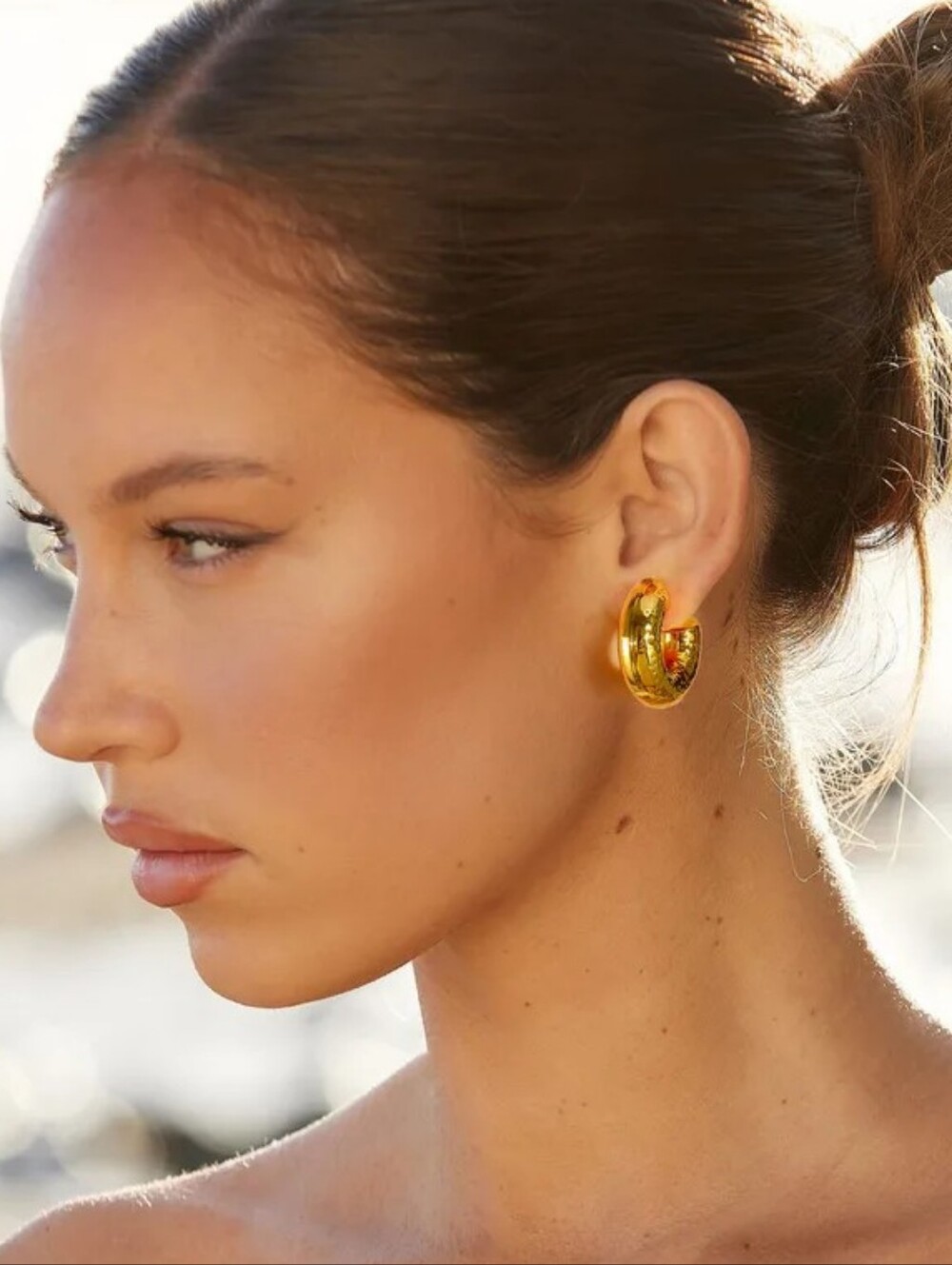 Gold Chunky Hoop Earrings for Women - Elegant Everyday Hoops 304 Stainless Steel